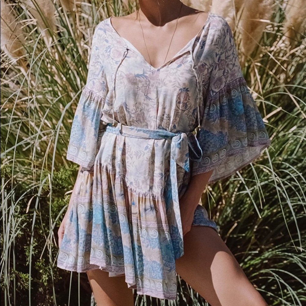 Opal Wide Sleeve Boho DRESS Oasis Blue NEW - Picture 3 of 5